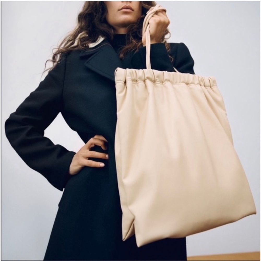 ZARA DRAWSTRING CLOSURE TOTE BAG - Picture 8 of 11